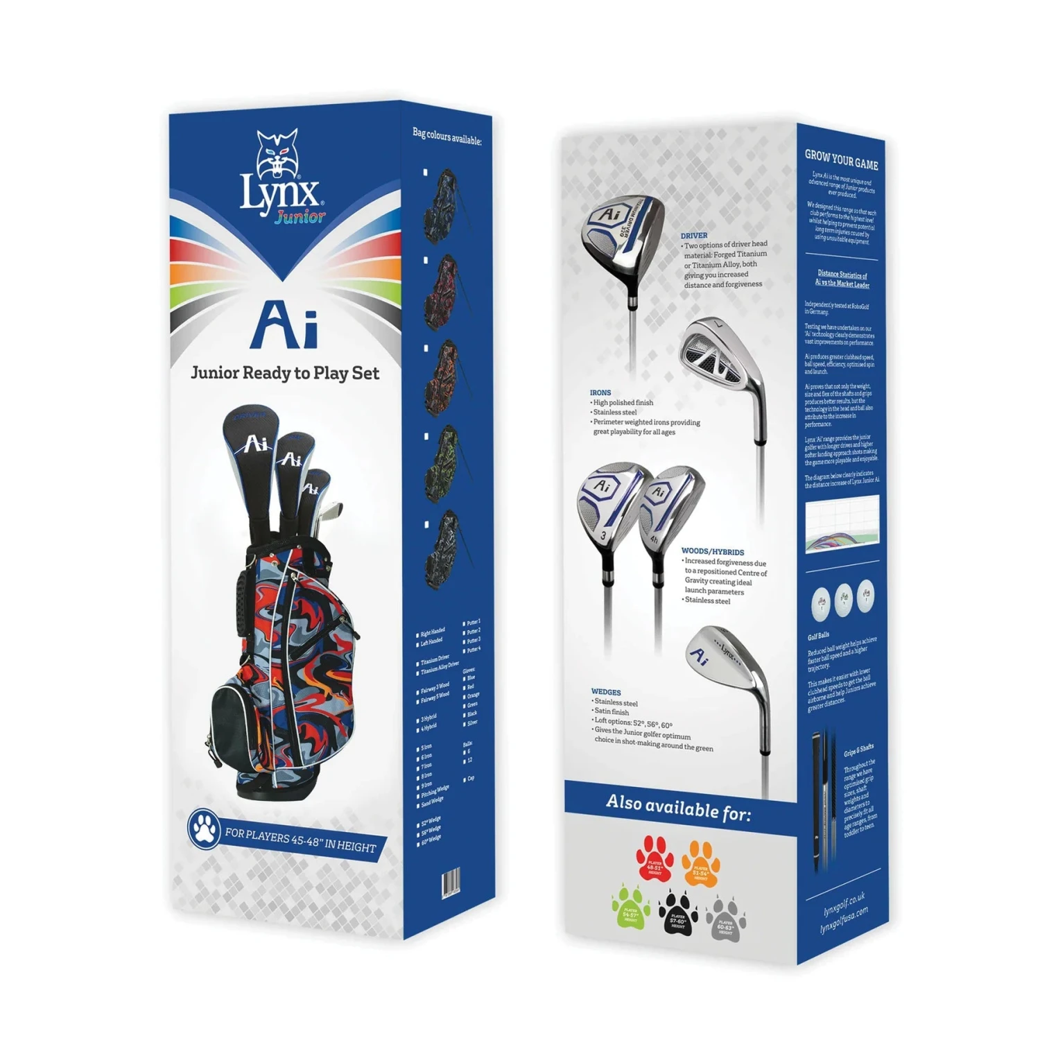 Lynx Junior AI Ready To Play Half Golf Set | Blue 45"-48" -Golf Series Shop